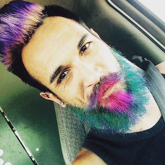 colored pompadour and colored mustache Colored Beard Styles 2018