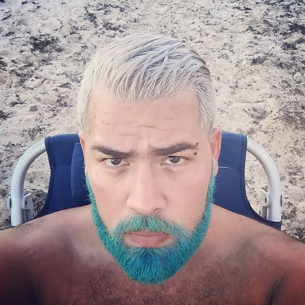 blue beard comb over hairstyles Colored Beard Styles 2018