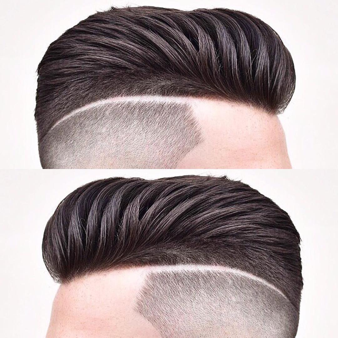 barber.josh.o.p short pomp with razor line Popular The Pompadour Haircut