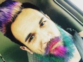 colored pompadour and colored mustache Colored Beard Styles 2018 f pic