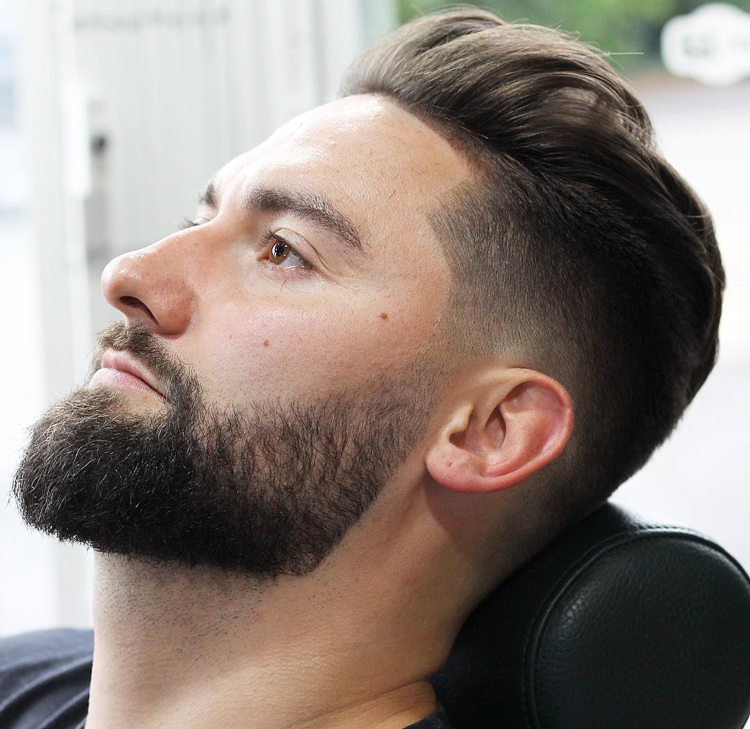 groomed_barber_club skin fade with beard best hairstyle for men the gentleman haircut