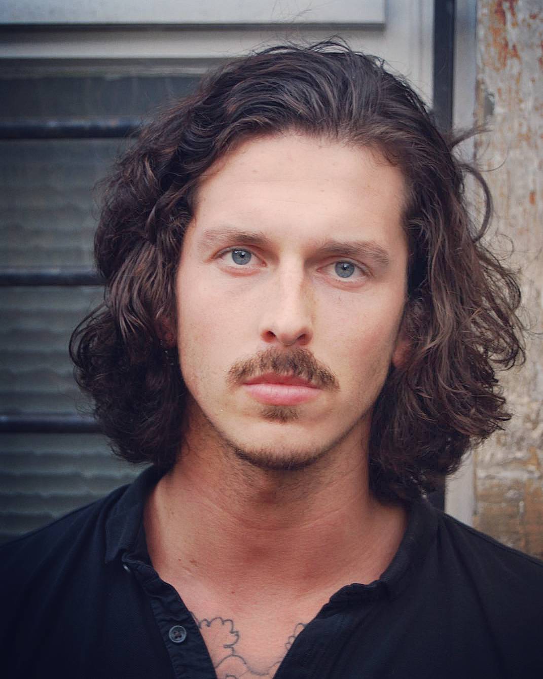 kilianmaddison lon wavy with mustache long hairstyles for men 2018