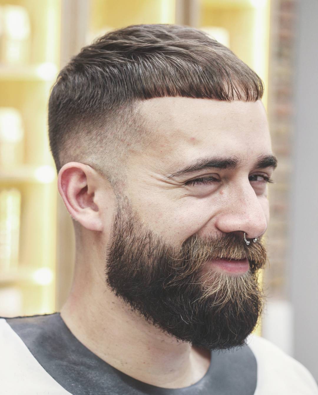 nomadbarberbln huge beard with mustache fringe line up fade cool haircuts for mens with thick hair