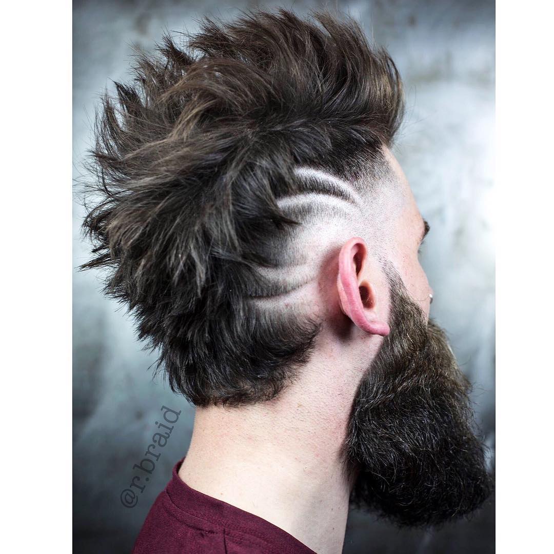 r.braid barber spikes razor design huge beard long hairstyles for men 2018