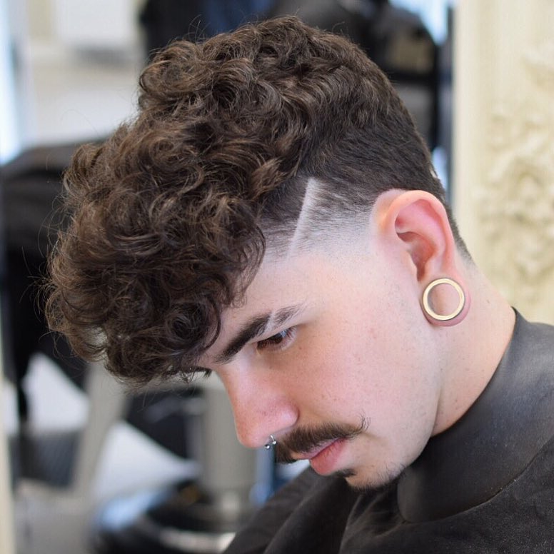raggos_barbering curly top razor line high fade side part latest mens hairstyles 2018