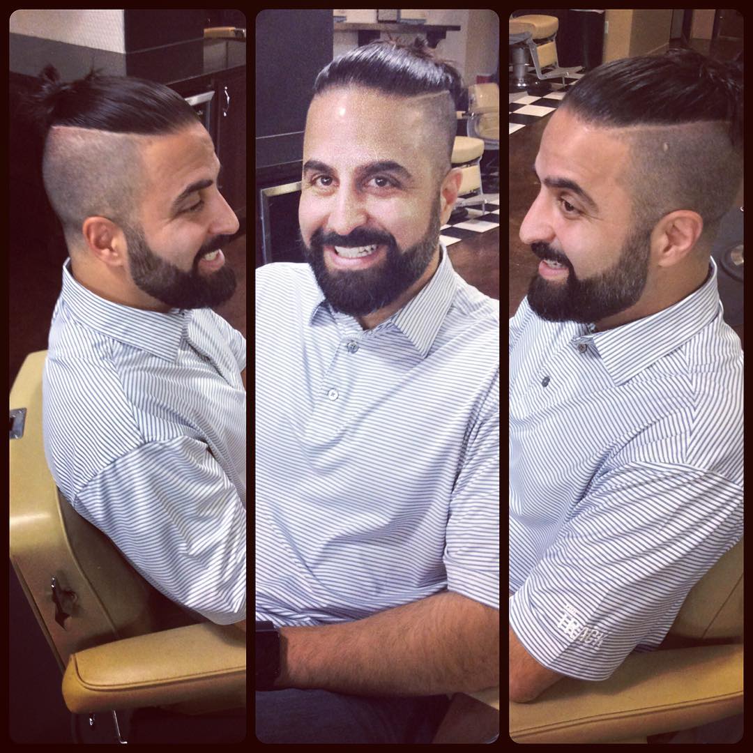 reddsbarbershop shaved line man bun long hairstyles for men 2018