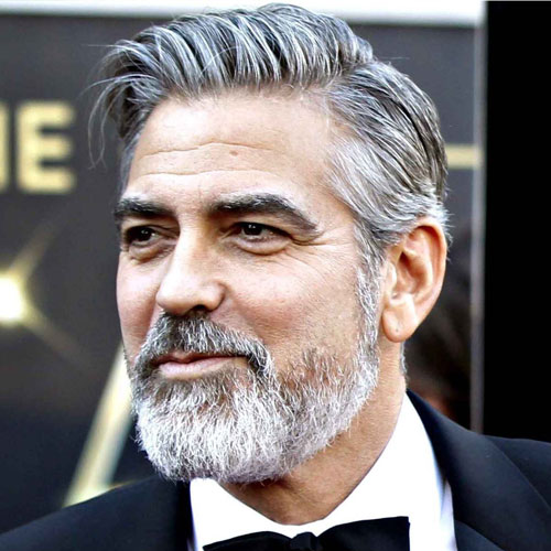 George Clooney medium length hair with beard