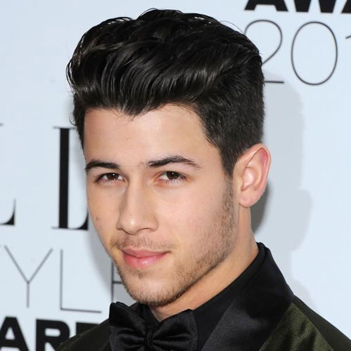 Nick Jonas haircut medium quiff pomp celebrity hairstyles for men