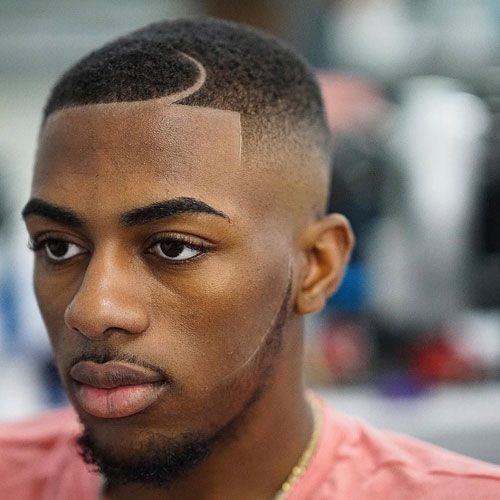 black men fades buzz cut with shaved line