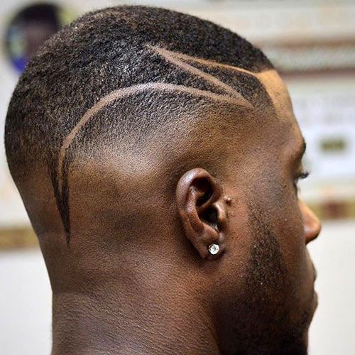 black men fades with razor cut tattoo