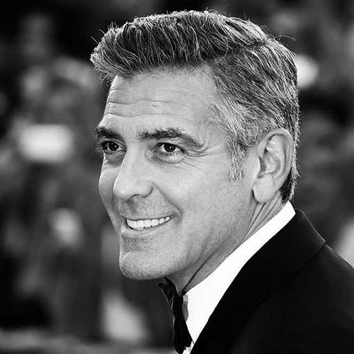 george clooney haircut short pompadour comb over