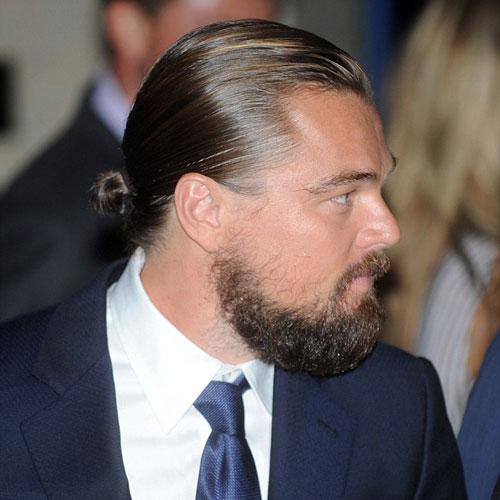 leonardo dicaprio man bun celebrity hairstyles for men