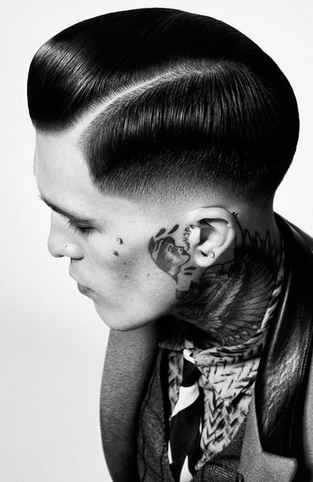 rockabilly hairstyles for men with skin fade haircut side part