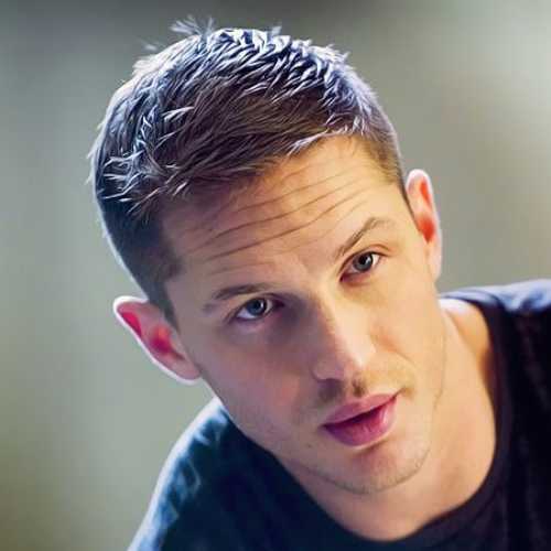tom hardy haircut side part low skin fade short spikes
