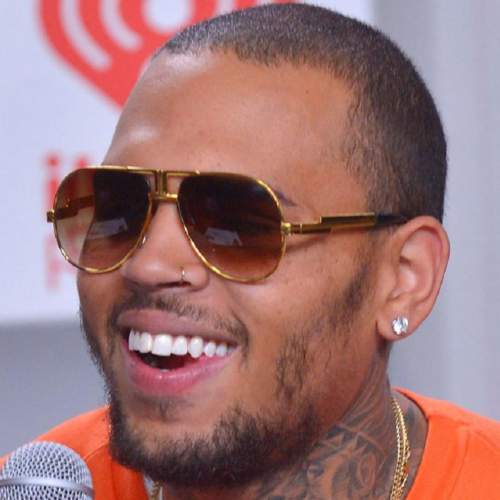 chris brown buzz cut with beard