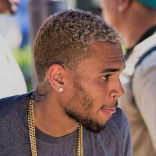 chris brown color hair with buzz haircut