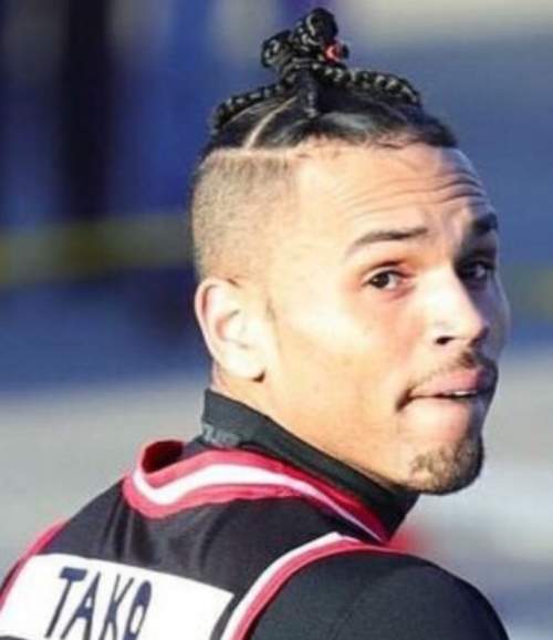 chris brown man bun haircut