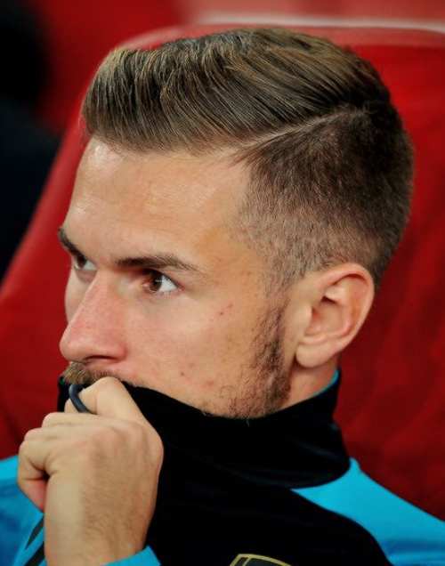 comb over short pompadour hairstyle aaron ramsey