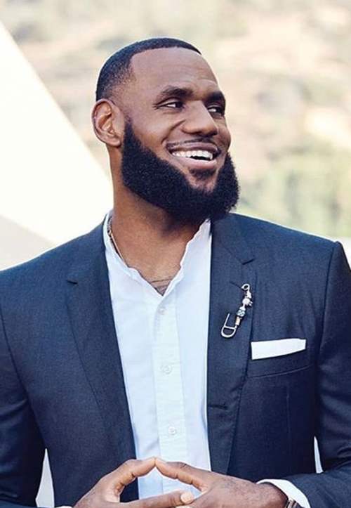 lebron james side part skin fade with beard