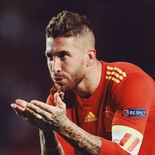 sergio ramos balf fade side part haircut