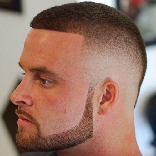 2 military haircut with beard and skin fade haircut