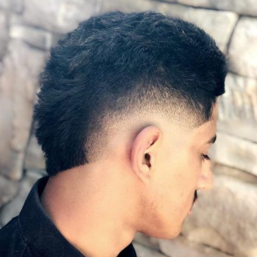 curly top hair burst fade mohawk men side hairstyle