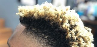 curly twists blonde hairstyle Mohawk Fade Haircut Side Part haircut