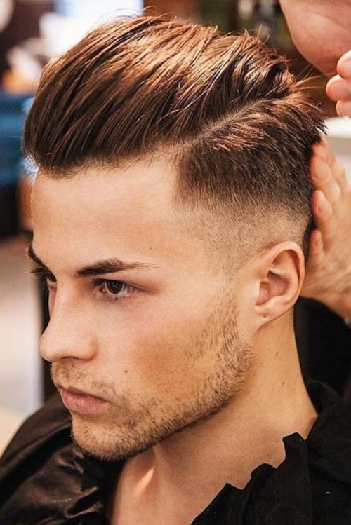 high slicked back undercut fade side part