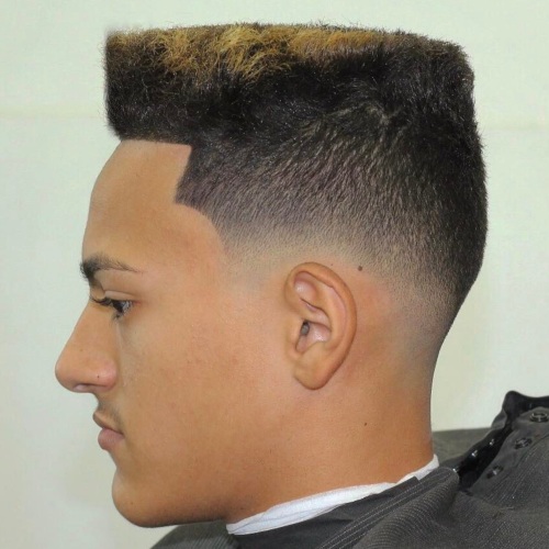 high top flat skin fade side line up haircut