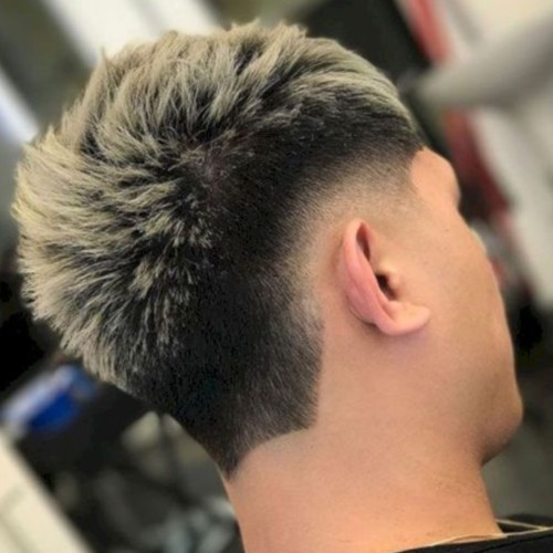 highlighted spiky hair with burst fade haircut teen boy hairstyle