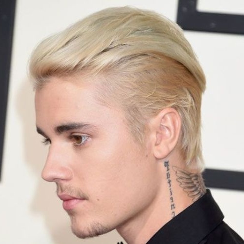 justin bieber blonde slicked back undercut haircut