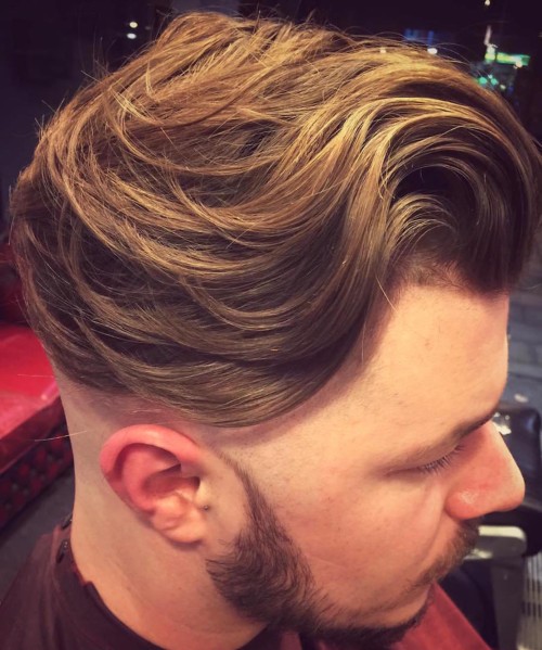 long wavy hair mens hairstyles side bald fade