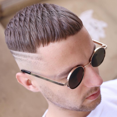 mens wavy fringe haircut male side part fade