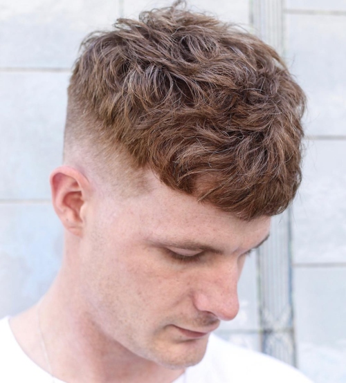 mens wavy hairstyles cropped side part high fade haircut