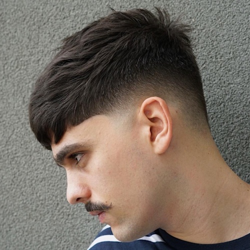 modern mustache with burst fade haircut