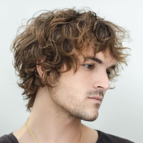 mens hairstyle messy look long curly hair messy hairstyle mens