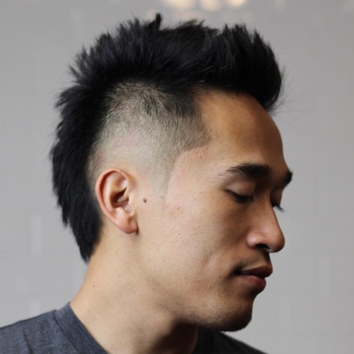 mohawk fade hairstyle with messy hairstyles for men with short hair